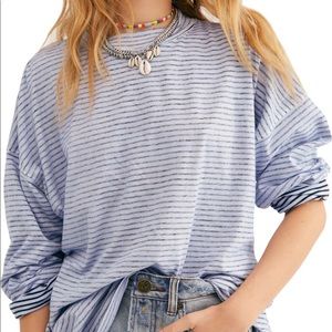 Free People Be Free Mockneck Tunic in Chambray Stripe